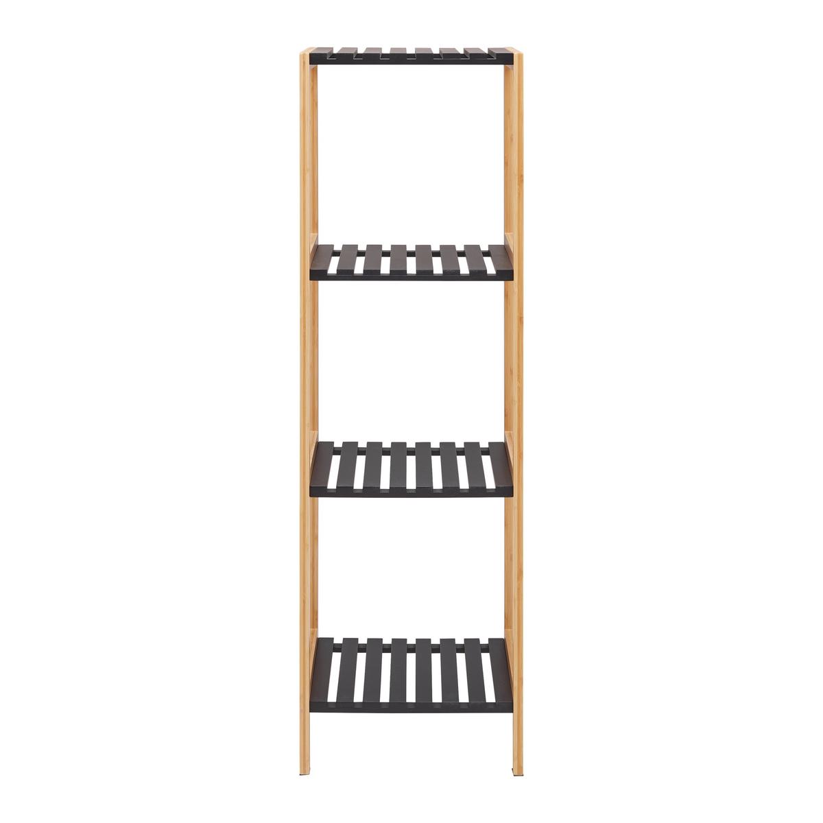 Regál ELSA bambus/čierna - černá/přírodní barvy, Moderní, kompozitní dřevo/přírodní materiály (34/110/33cm) - Mömax