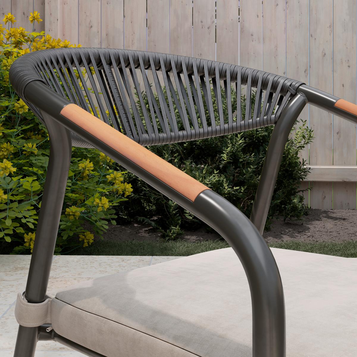 ZAHRADNÍ ŽIDLE MAXI - přírodní barvy/antracitová, Moderní, kov/dřevo (55/80/62cm) - Mömax