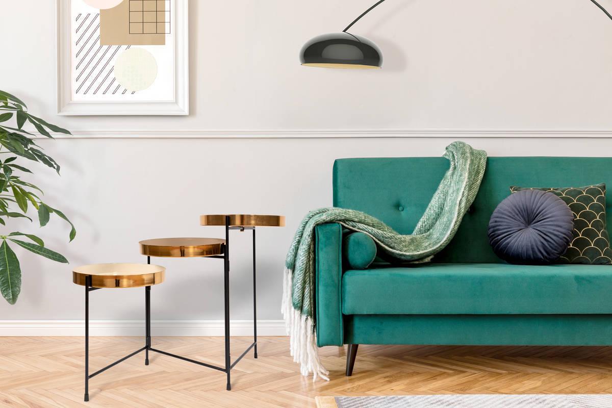 Beistelltisch Mit 3 Etagen Creme/Schwarz