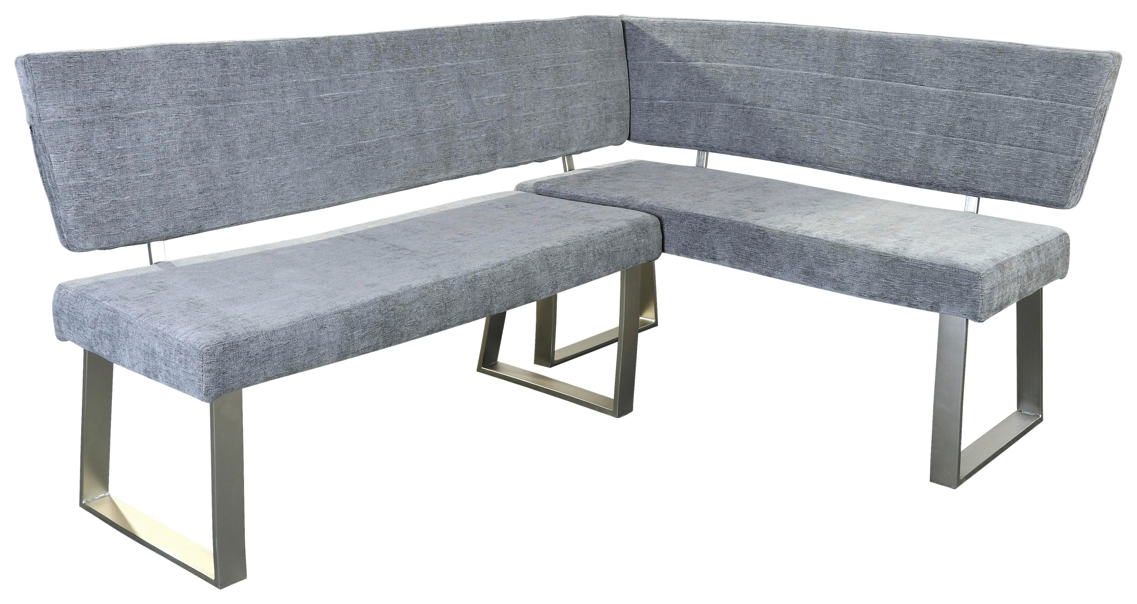 Eckbank Hausvik Webstoff Hellgrau 187x142,5 cm - Hellgrau/Nickelfarben, MODERN, Textil/Metall (187/142,5cm) - MID.YOU