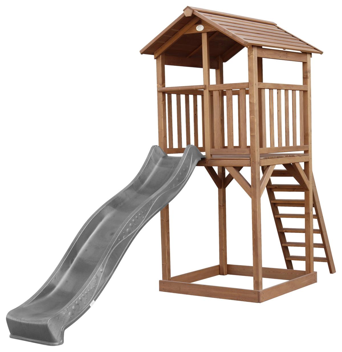 Spielturm A025.120.80 - Braun/Grau, KONVENTIONELL, Holz/Kunststoff (111,2/241,9/349cm) - Ambia Garden