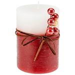Stumpenkerze Ryad Rot/Weiß DxH: 7x10 cm - Rot/Weiß, KONVENTIONELL, Naturmaterialien (7/10cm) - Ondega