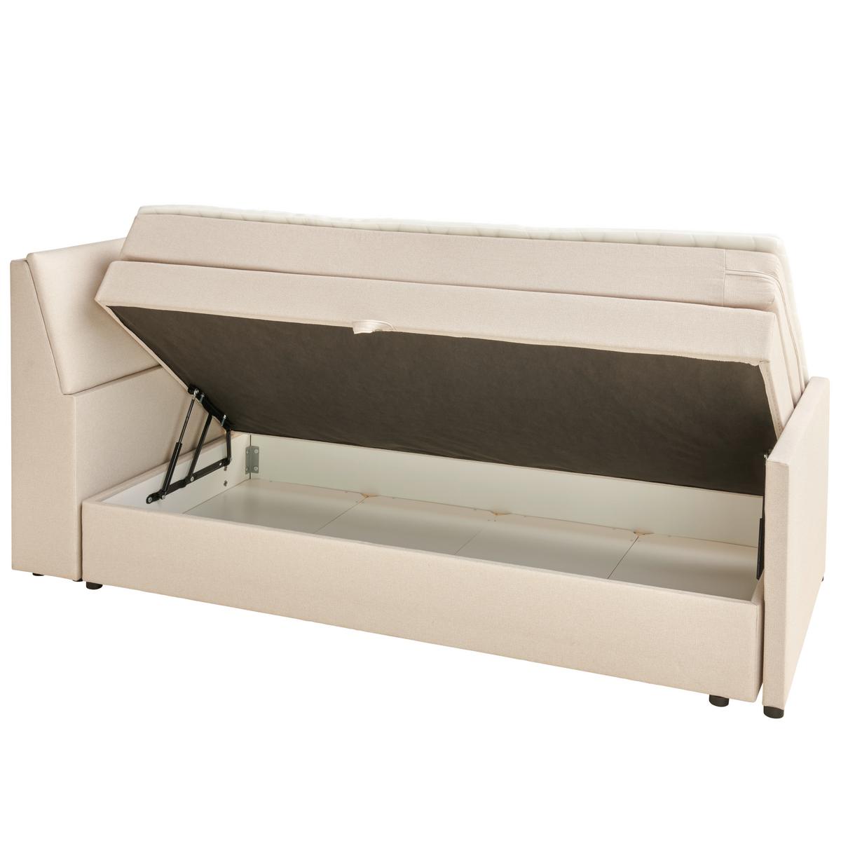 Boxspringbett Mit Bettkasten Nida 120x200 Cm Creme - Creme/Schwarz, MODERN, Holz/Textil (120/200cm) - MID.YOU