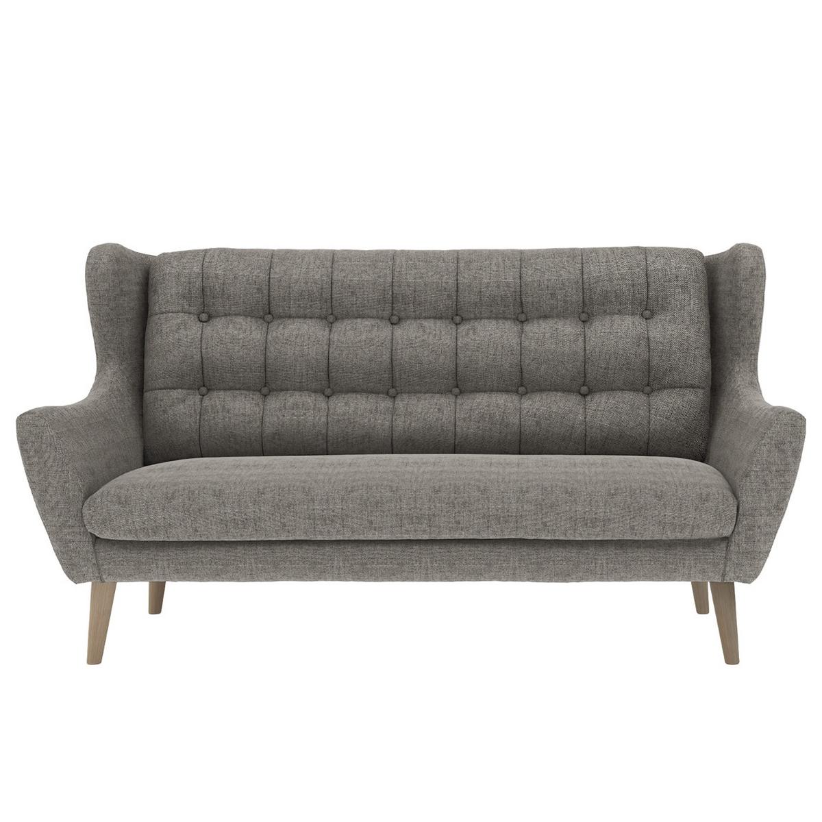 3-Sitzer-Sofa Henry, Dunkelgrau B: 197 cm - Eichefarben/Dunkelgrau, KONVENTIONELL, Textil (197/107/94cm) - Trendmanufaktur