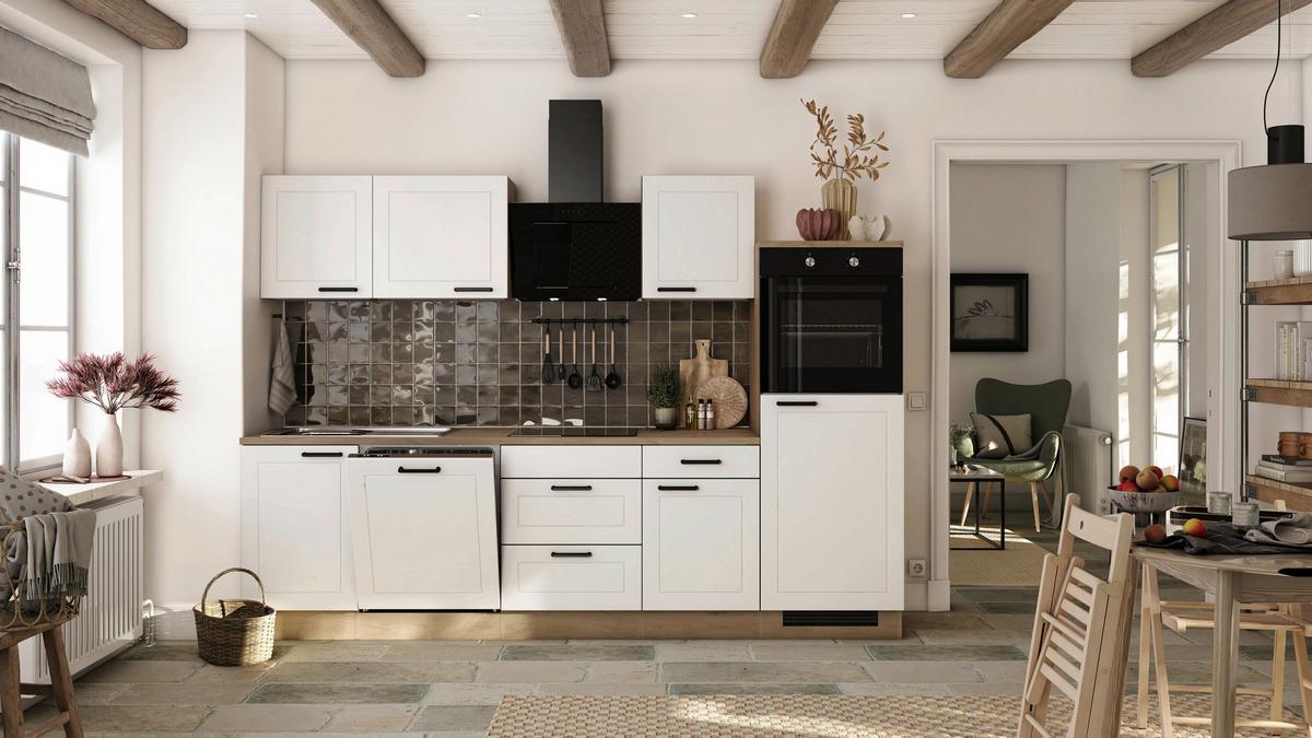 Küchenblock Julia Eiche/Weiß B: 280 cm - Eichefarben/Weiß, Basics, Holzwerkstoff (280cm) - FlexWell