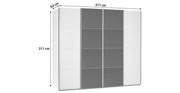 Schwebetürenschrank 271cm Bensheim, Weiß/Basalt - Dunkelgrau/Weiß, MODERN, Glas/Holzwerkstoff (271/211/62cm) - James Wood