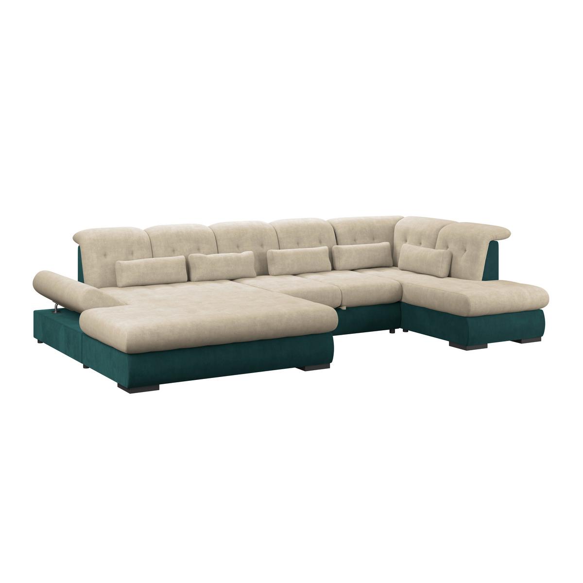 Wohnlandschaft Madera Cremefarben S: 358x212 cm - Türkis/Creme, KONVENTIONELL, Kunststoff/Textil (190/358/212cm)
