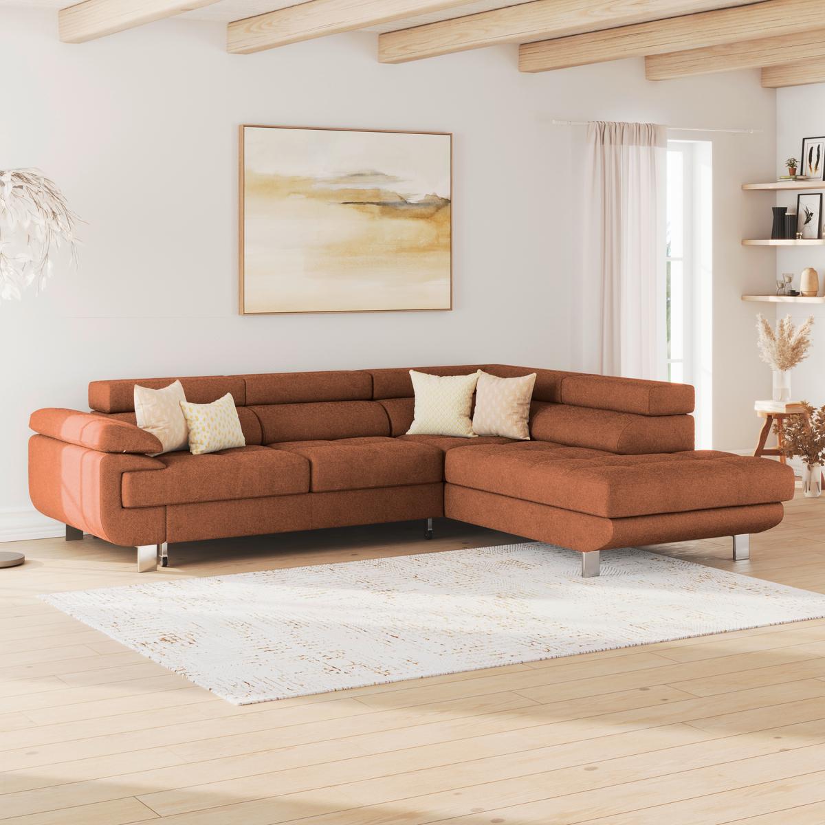 Ecksofa Savona - Rostfarben, MODERN, Textil (270/230cm) - Ondega