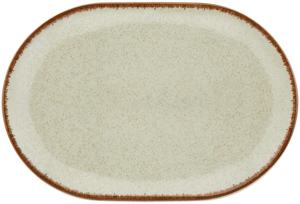 Servierplatte Porzellan Sonora Grün ca. 22x32 cm, Oval - Grün, MODERN, Keramik (22/32cm) - James Wood