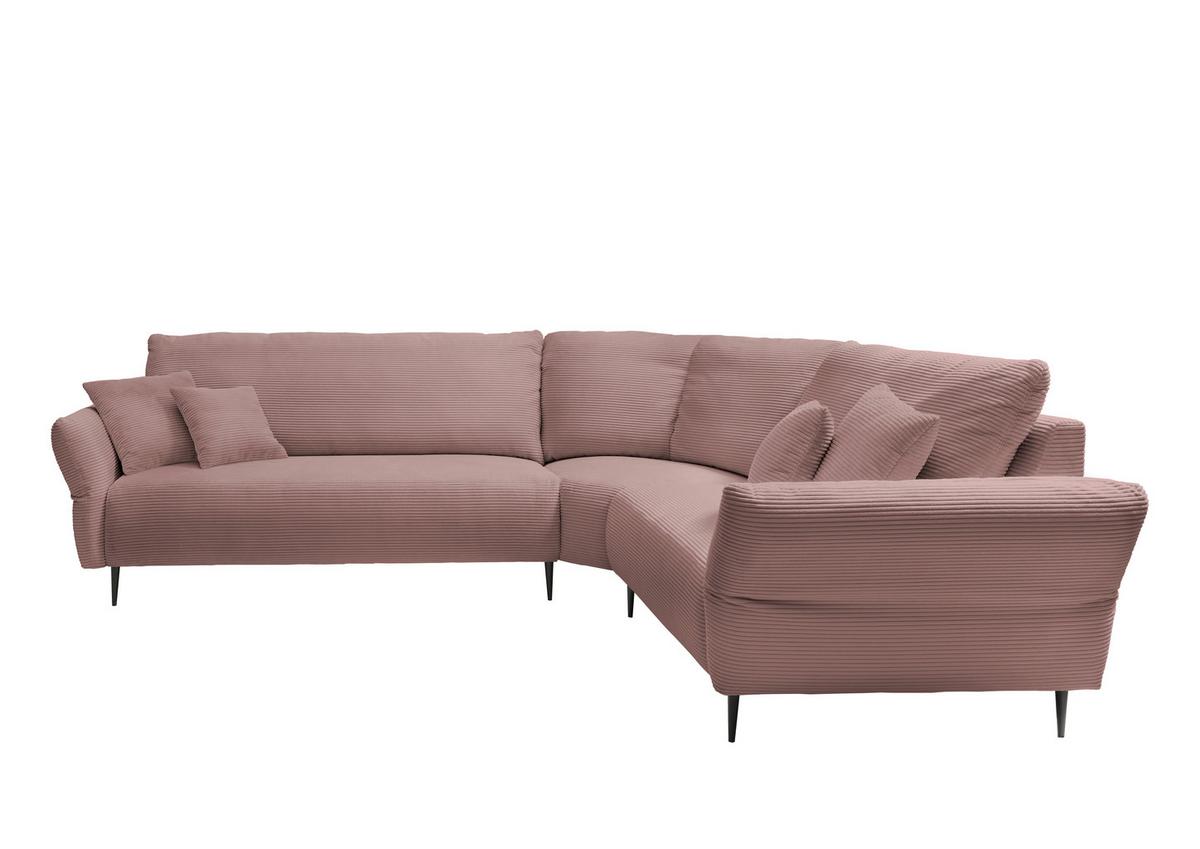 Ecksofa Vanilla Rosa S: 294x256 Cm - Schwarz/Rosa, Design, Textil (294/256cm) - Livetastic