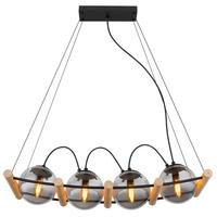 Függőlámpa 15883-4h - natúr/fekete, Design, Üveg/fa (75/22/120cm) - Globo