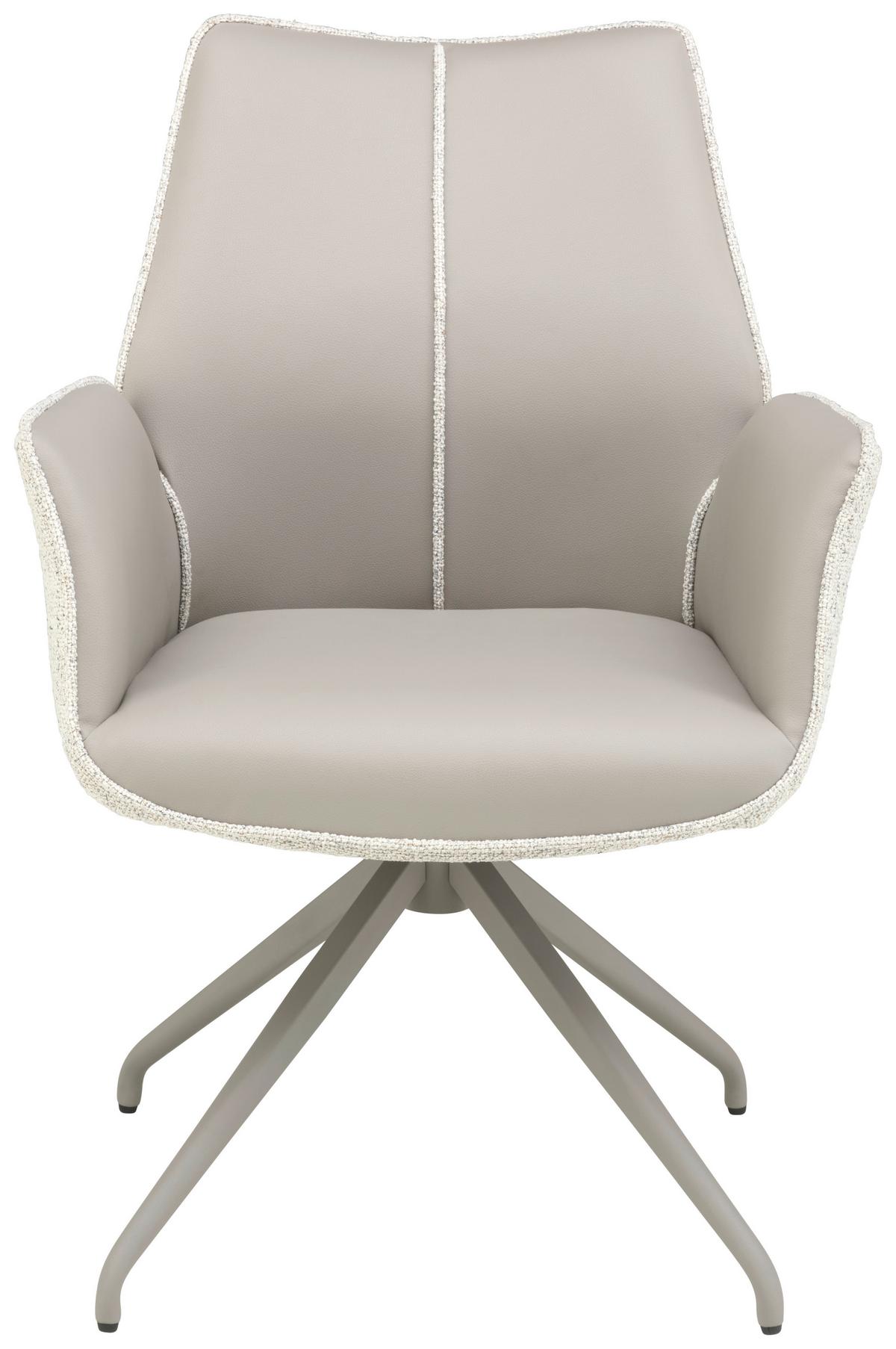 Armlehnstuhl Darcy Lederlook Grau 360° Drehbar - Champagner/Grau, KONVENTIONELL, Textil/Metall (61/82,5/61cm) - Livetastic