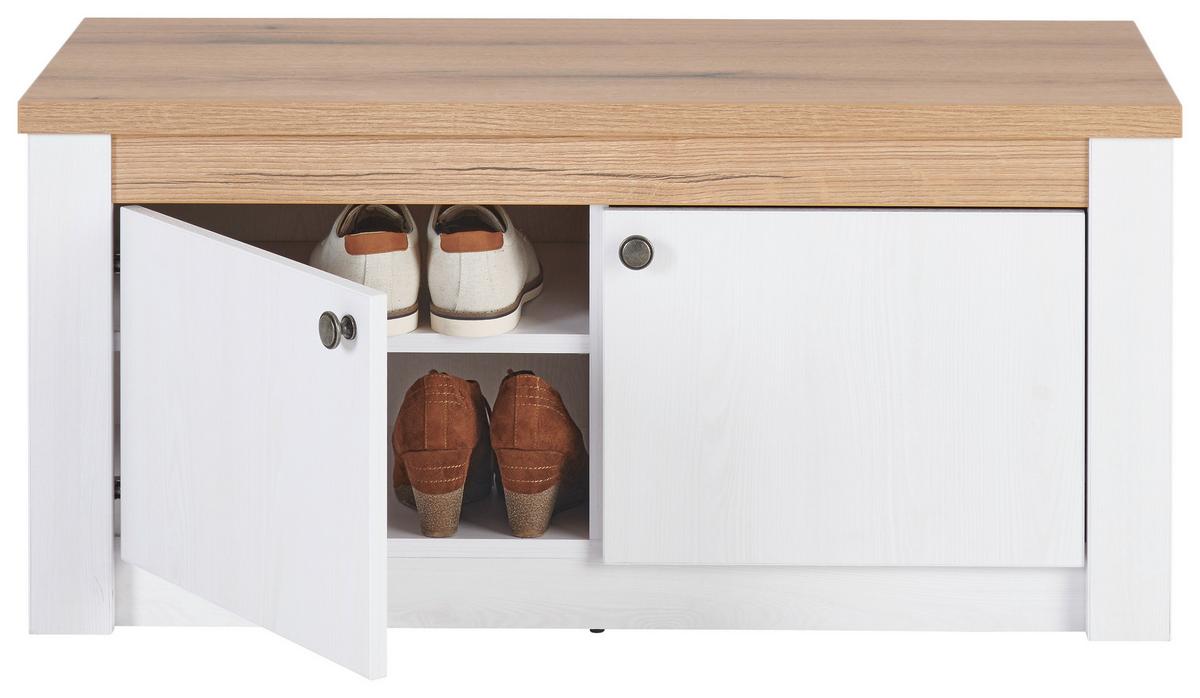 Sitzbank Rovigio Weiß, Eiche-/ Lärchefarben Dekor B: 97 cm - Eichefarben/Lärchefarben, Basics, Holzwerkstoff (97/45,5/42,5cm) - Landscape