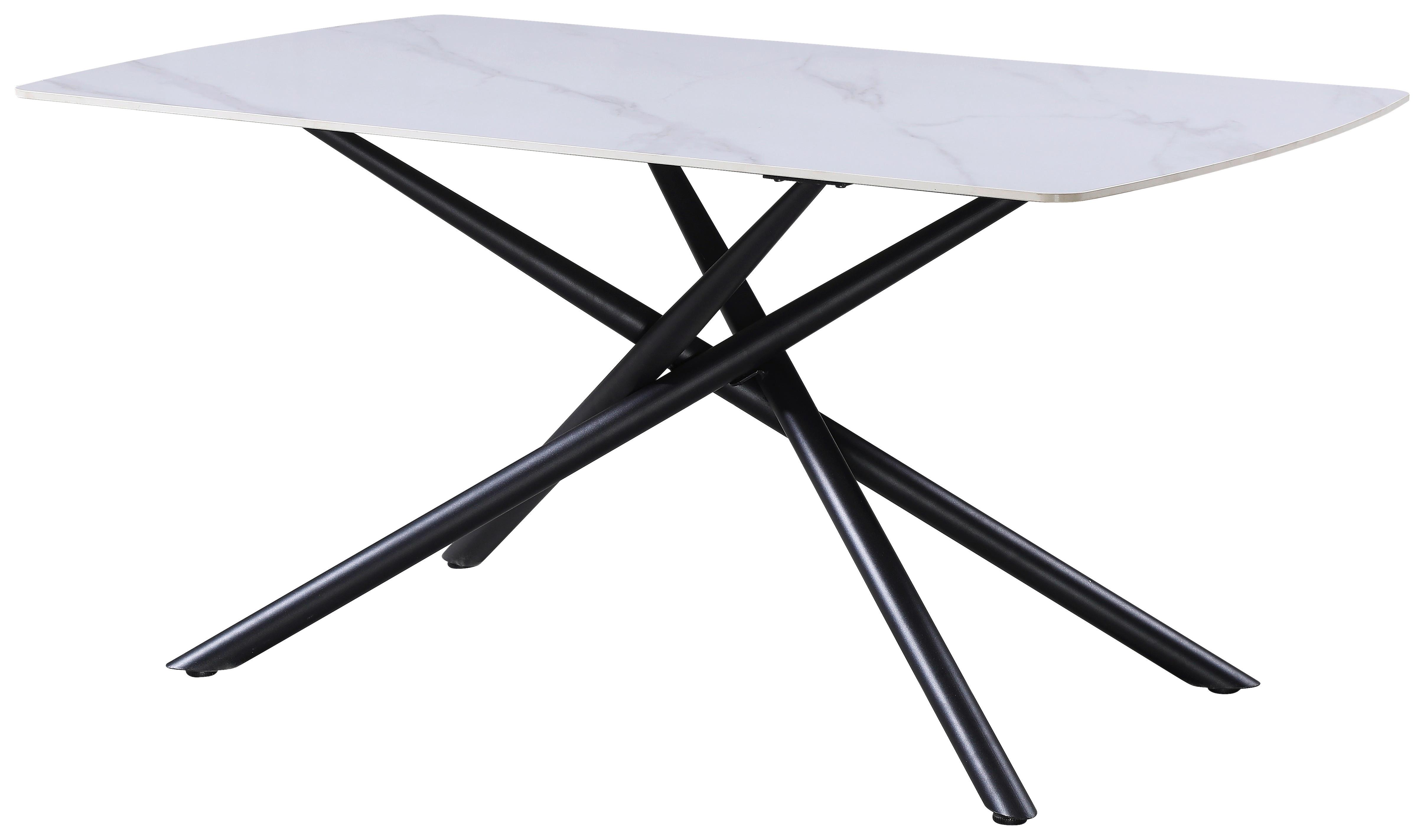 Esstisch Mailand 160x75 cm Weiß - Schwarz/Weiß, Trend, Keramik/Metall (160/75/90cm) - Nedis SmartLife