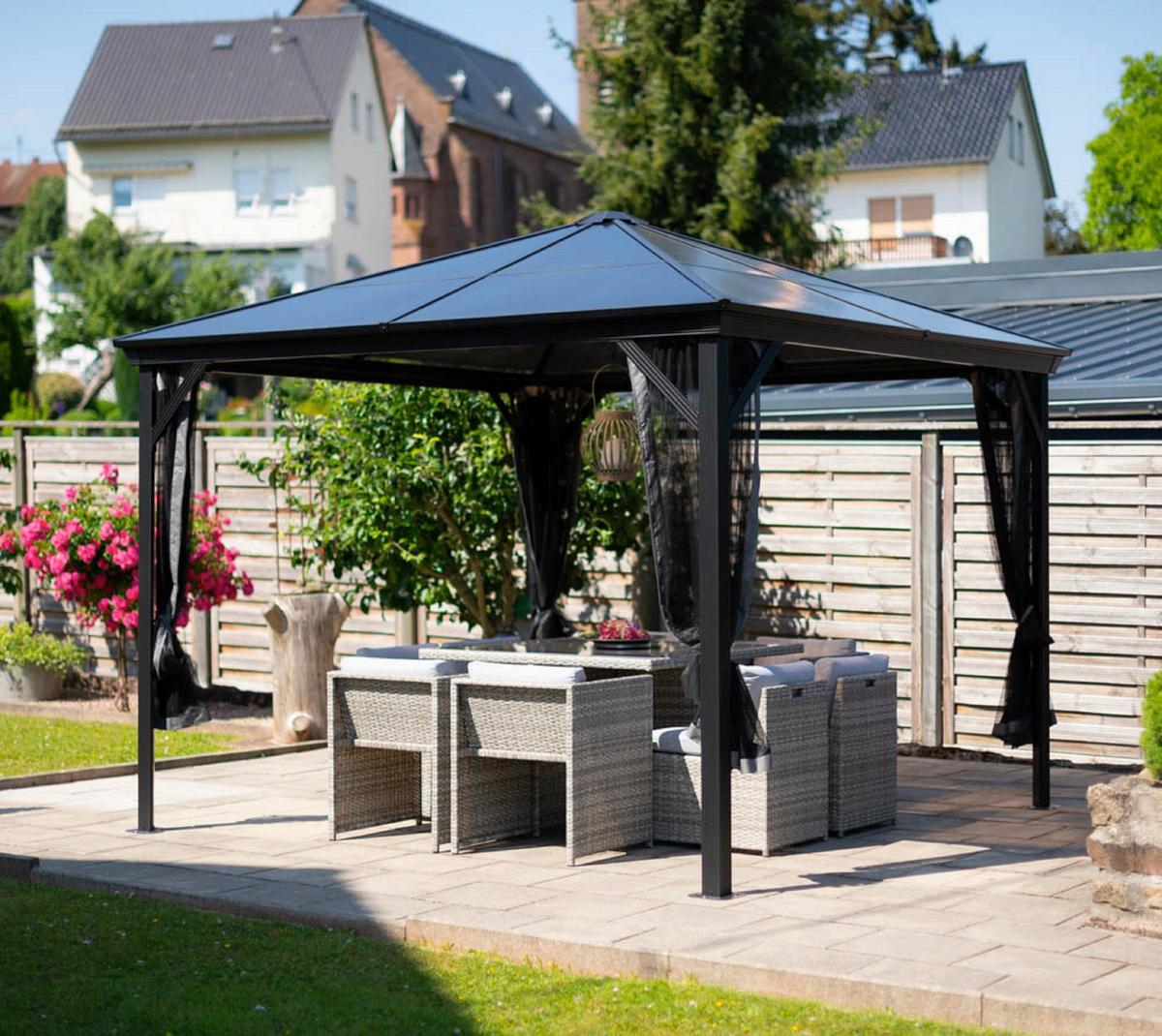 Pavillon Verona 298x298 cm wetterfest Gartenpavvilon - Anthrazit, Basics, Kunststoff/Metall (298/261/298cm)