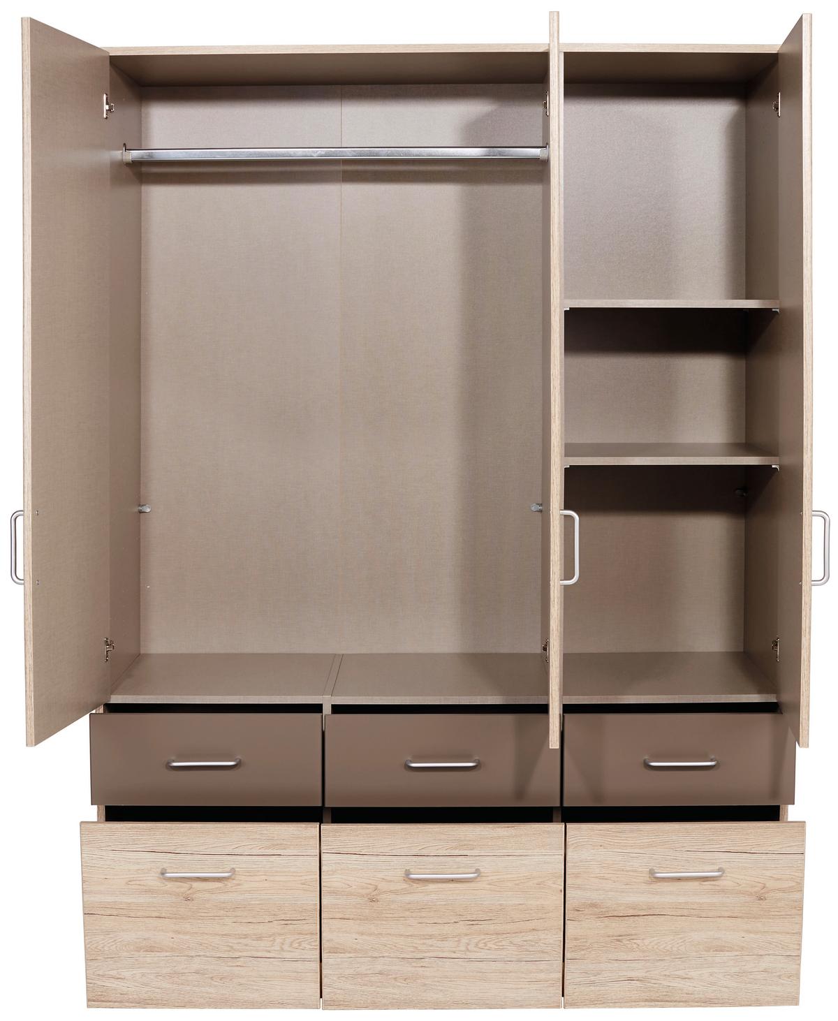 ŠATNÍ SKŘÍŇ AALEN-EXTRA - šedá/barvy dubu, Konvenční, kompozitní dřevo/plast (136/197/54cm)