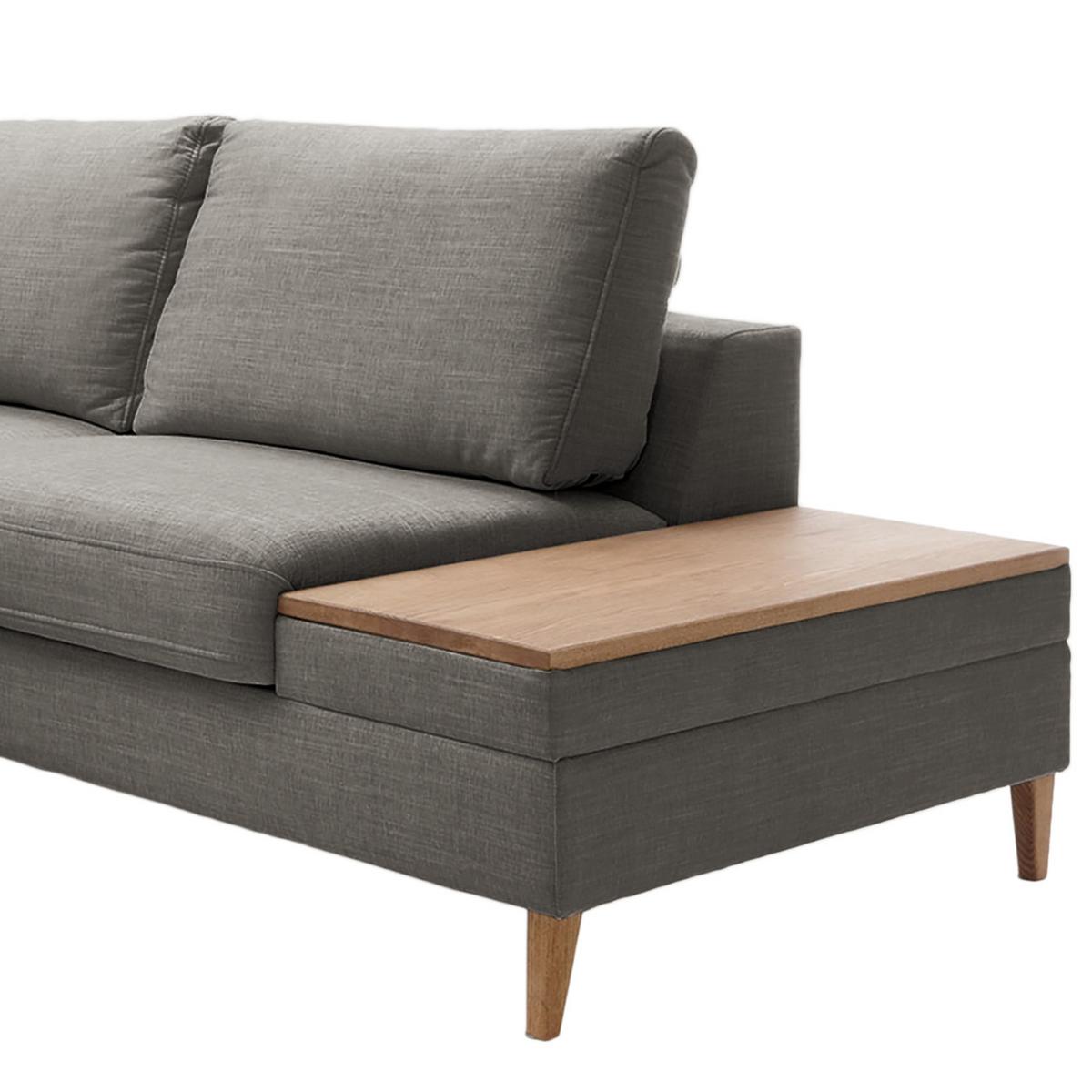 Ecksofa Alika: D. Grau S: 260x204 cm - Dunkelgrau/Eschefarben, MODERN, Textil (260/90cm) - Trendmanufaktur