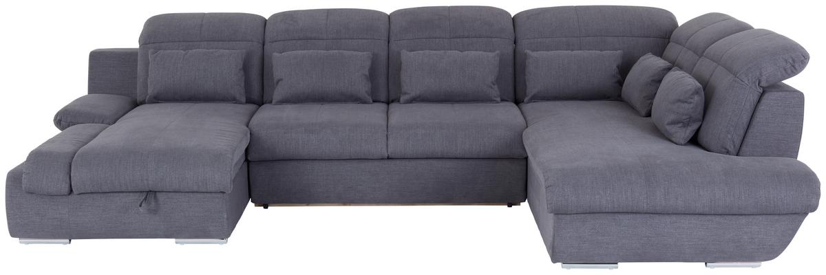 Sedací souprava MULTI, tvar U, tmavě šedá, pravá - tmavě šedá/barvy chromu, Moderní, kov/textil (184/345/228cm) - Luca Bessoni