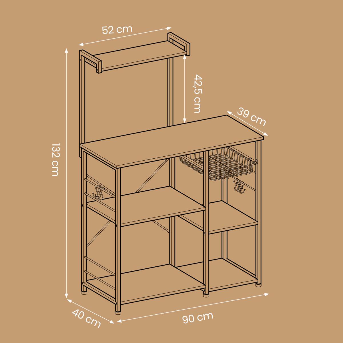 Regal Kks35x - Dunkelbraun/Schwarz, Trend, Holzwerkstoff/Metall (90/132/40cm) - MID.YOU