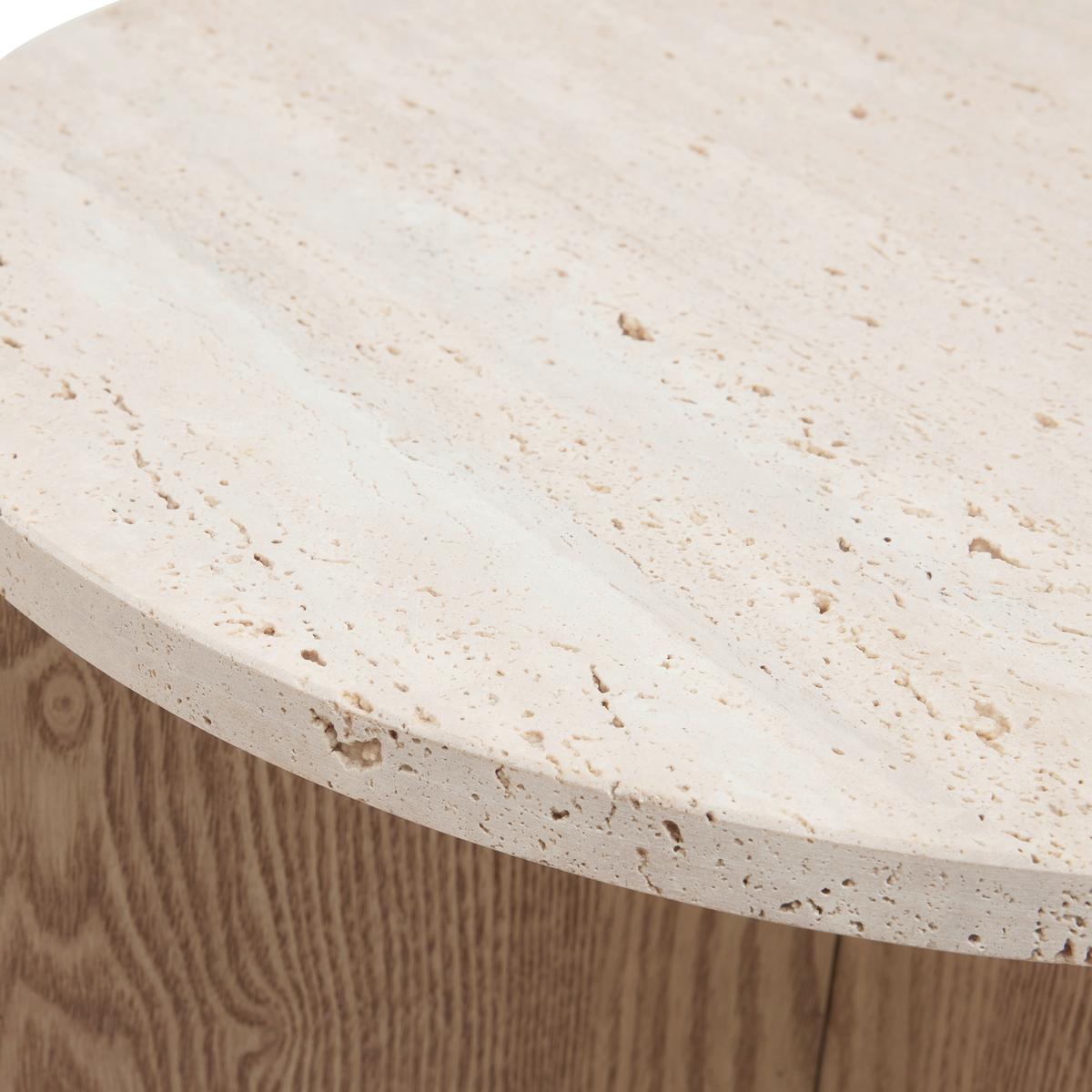 Príručný stolík MATERA p. 40 cm - prírodná farba, Modern, kompozitné drevo/kameň (40/39cm) - Premium Living