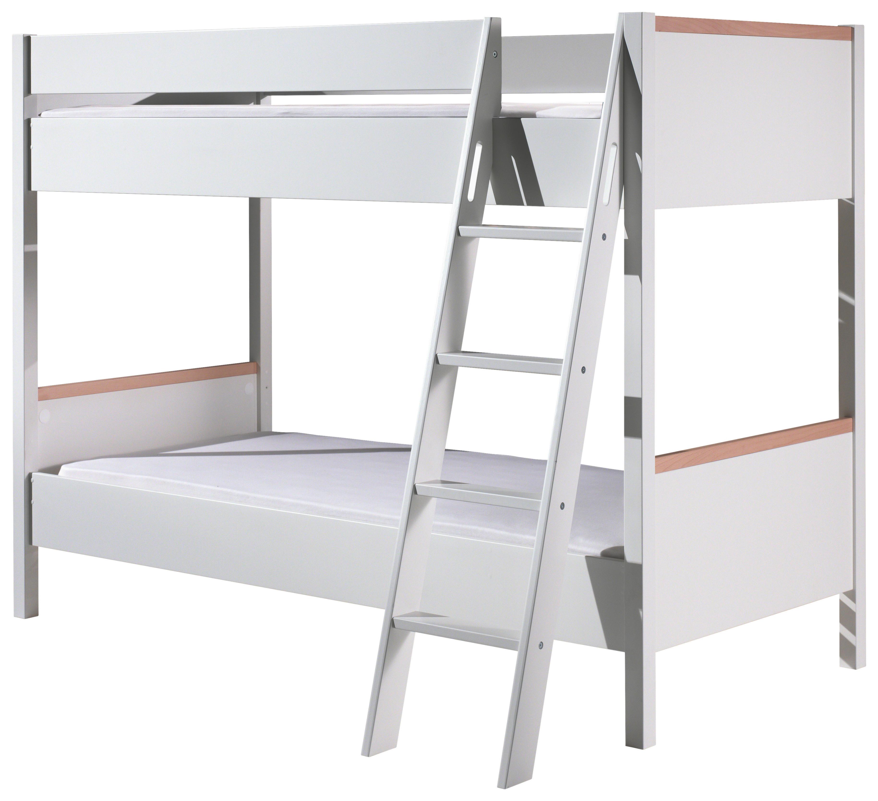 Etagenbett London Weiß 90x200 Cm - Weiß/Naturfarben, MODERN, Holz/Holzwerkstoff (90/200cm) - MID.YOU