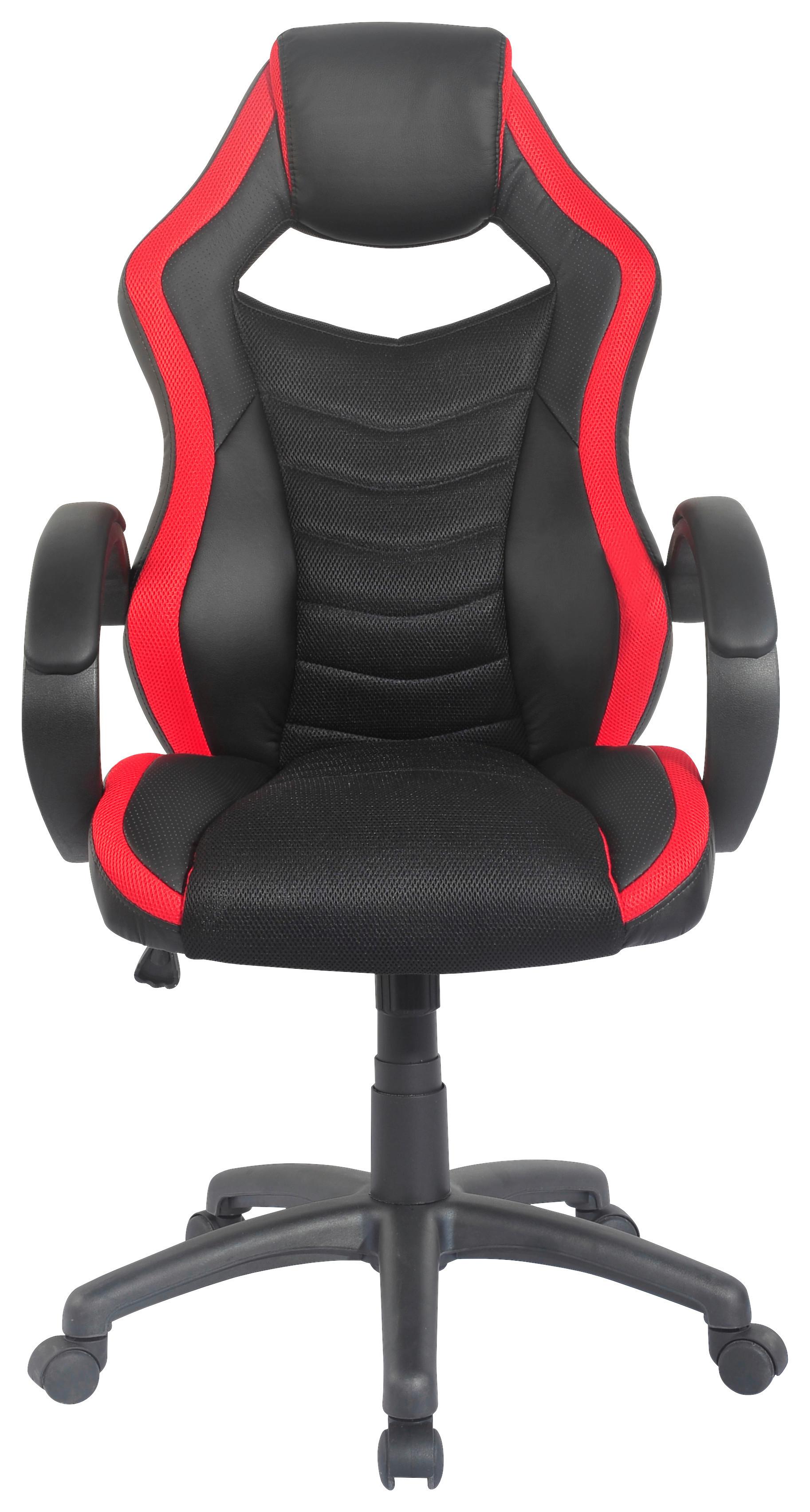 Gaming Stuhl Hornet Mit Armlehnen und Wippfunktion - Rot/Schwarz, MODERN, Kunststoff/Textil (61/113/69cm) - MID.YOU