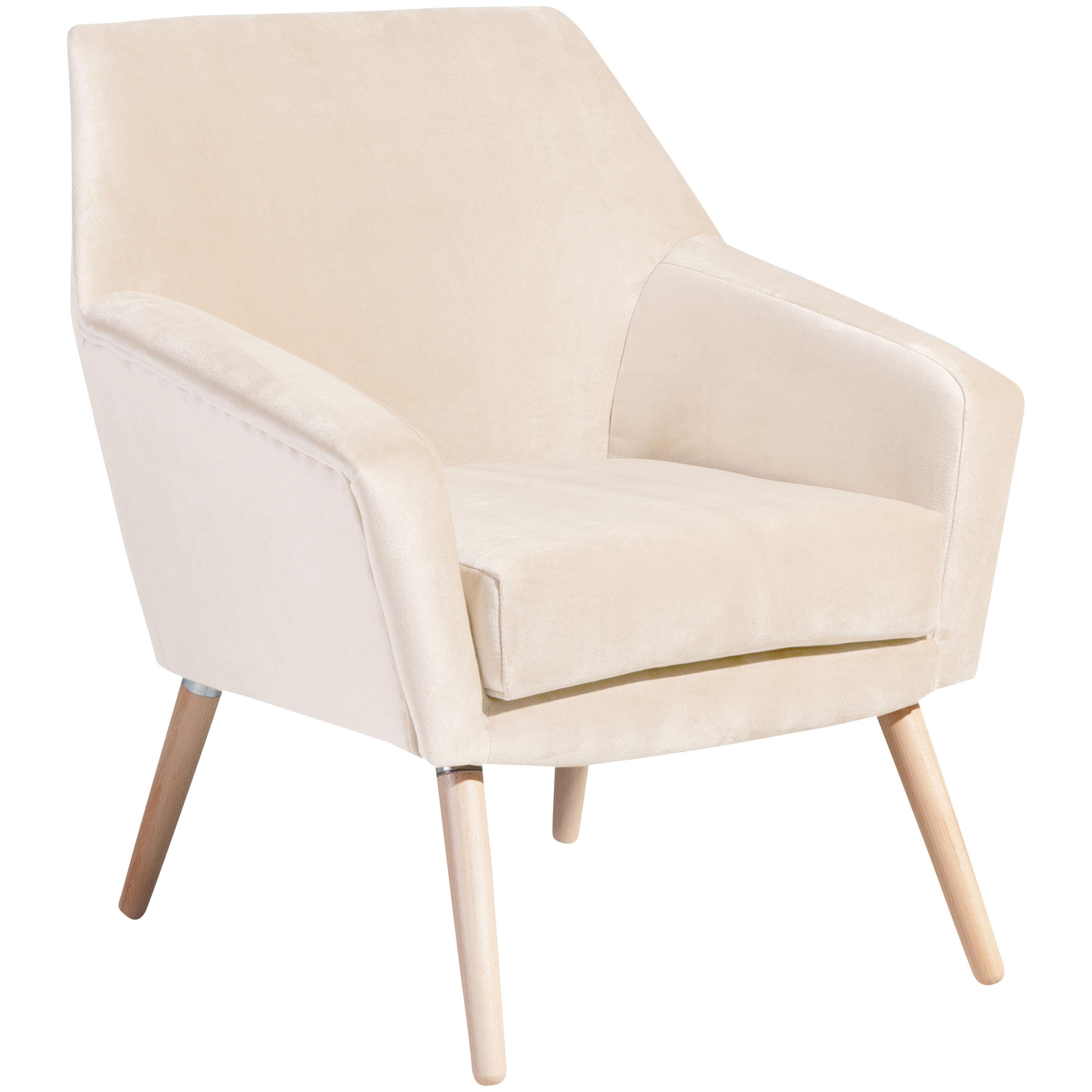 Polstersessel Mit Armlehnen Alegro Samt Creme - Buchefarben/Creme, Design, Textil (67/81/71cm) - Max Winzer