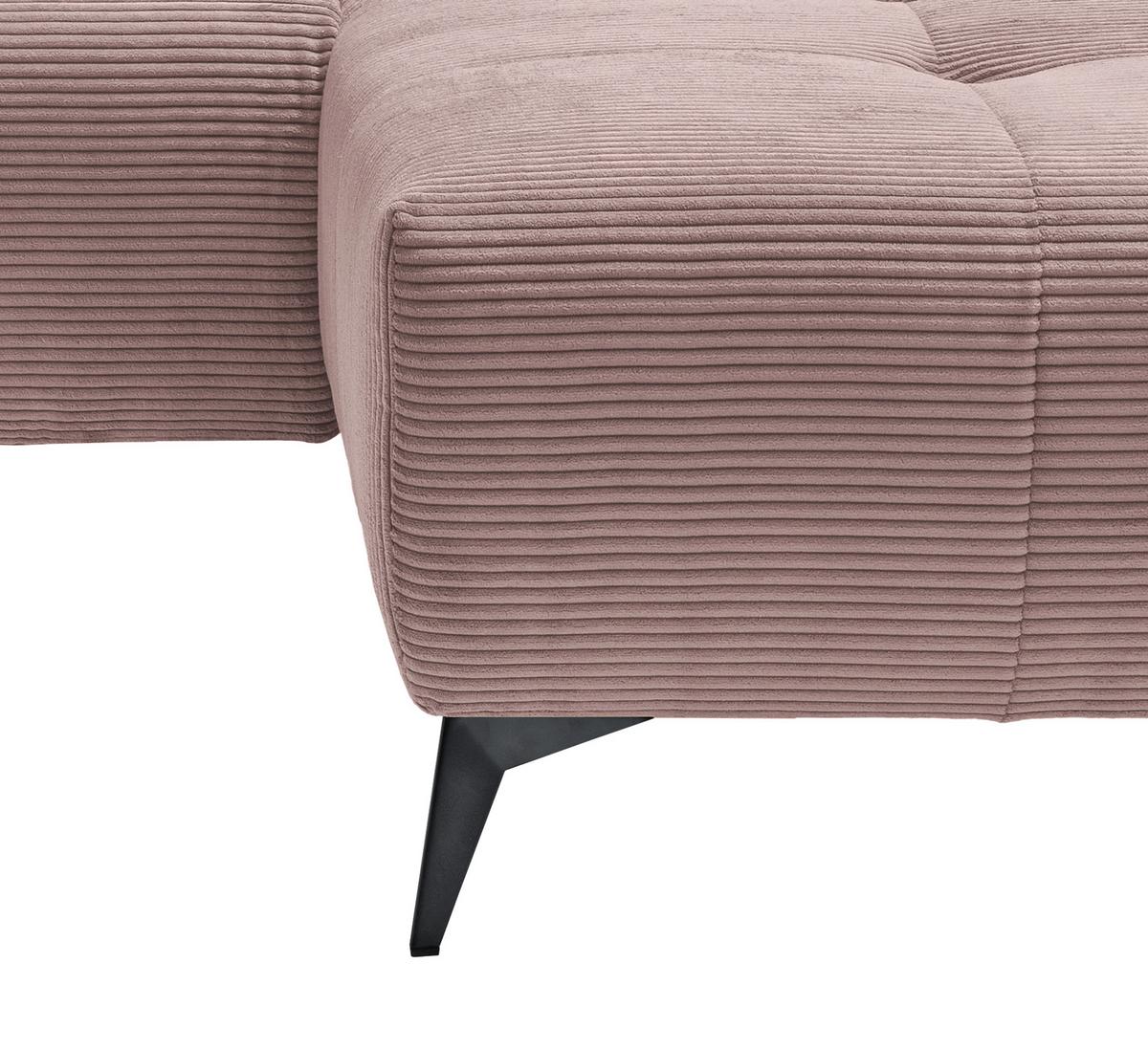 Ecksofa mit USB Anschluss Sano, Rosa, S: 258x180 cm - Schwarz/Rosa, MODERN, Textil (258/180cm) - Livetastic