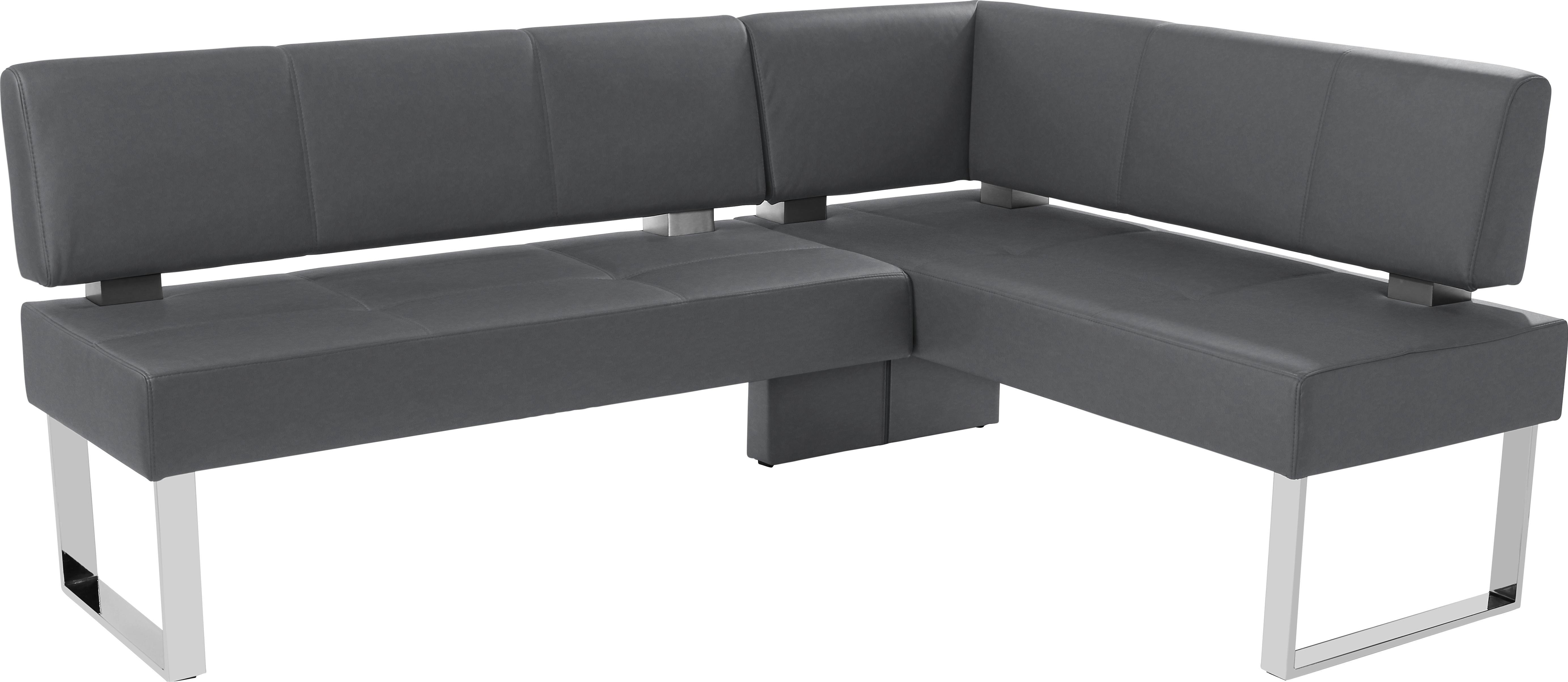 Eckbank Rab - Grau, MODERN, Leder/Metall (170/210cm) - Ombra