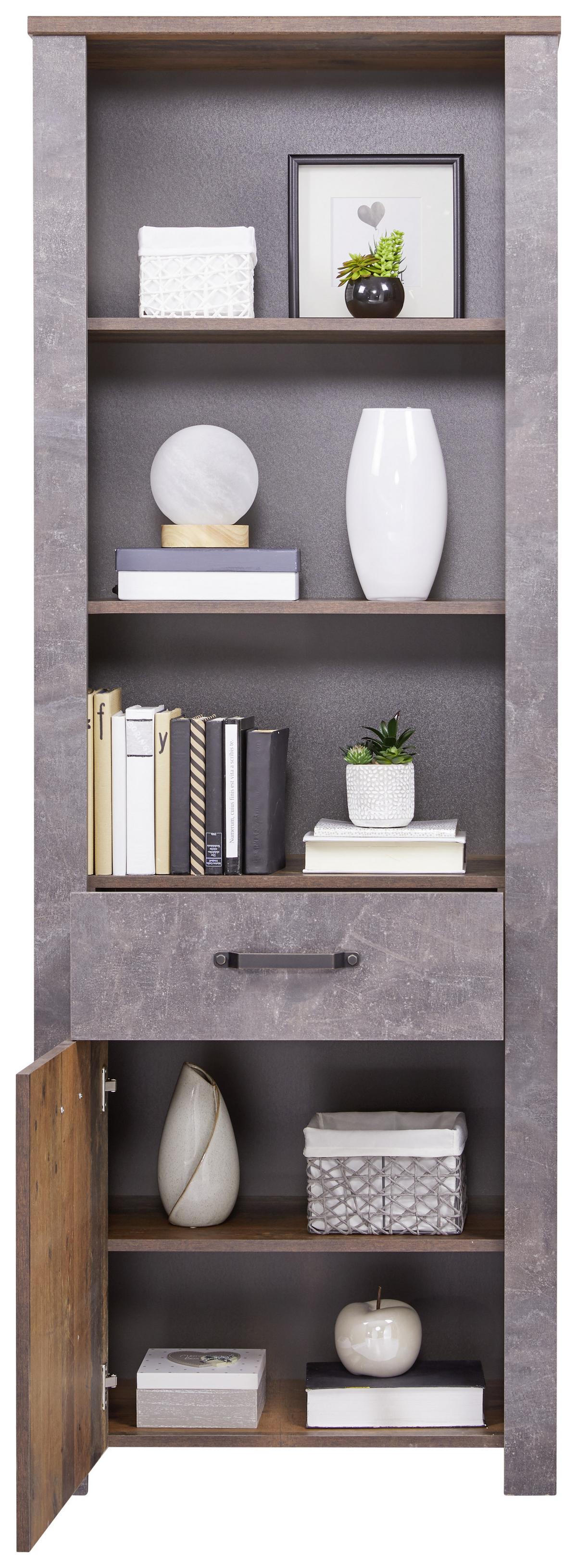 REGÁL ONTARIO - barvy dubu/černá, Trend, kompozitní dřevo/plast (71,4/200/41,5cm) - Ondega