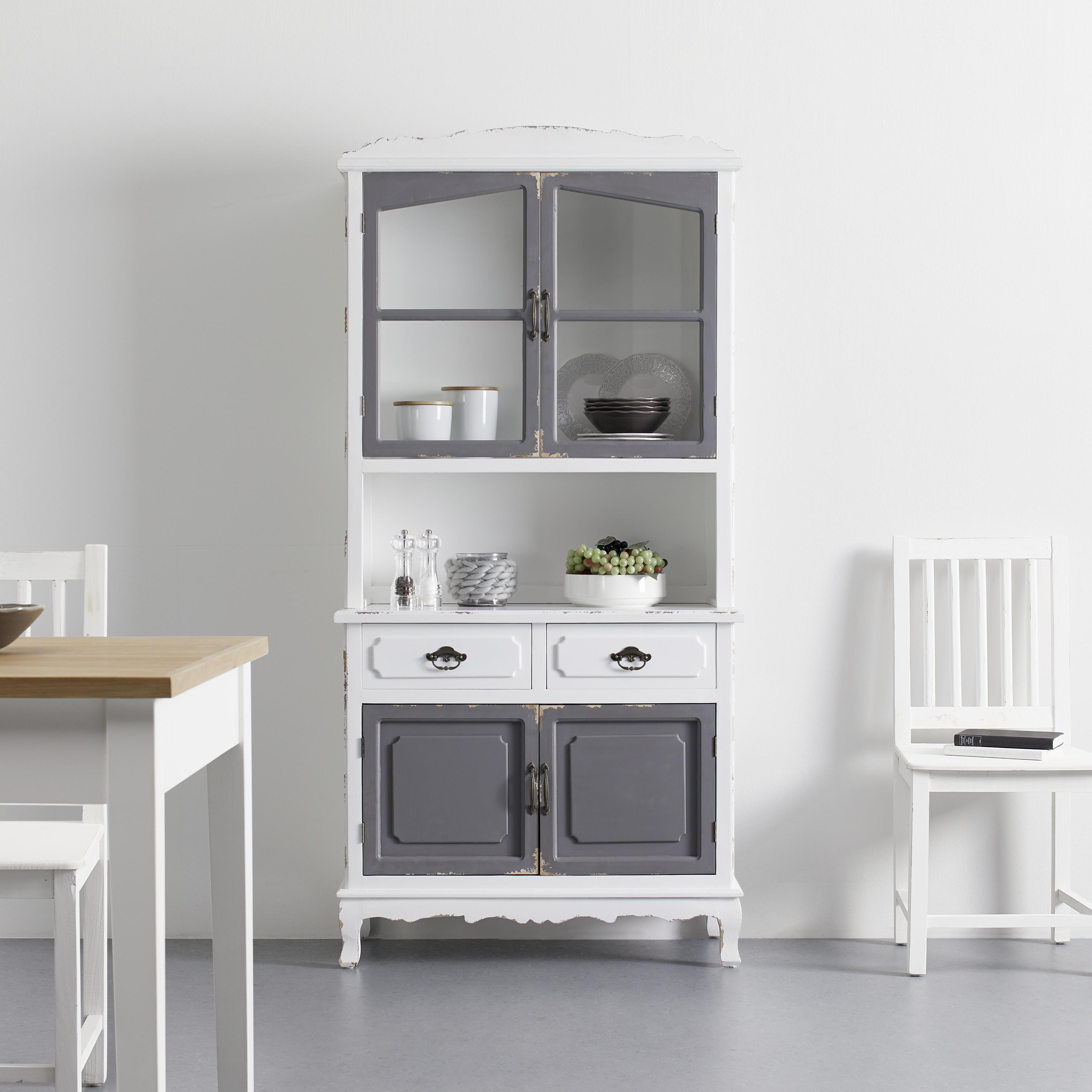 Kredenc Riccardo - šedá/bílá, Moderní, kov/dřevo (90/184/43cm) - Bessagi Home