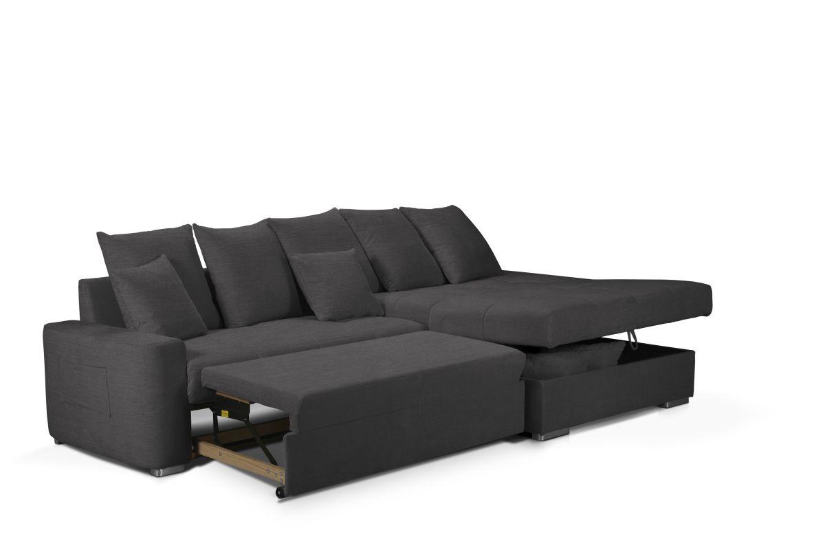 Ecksofa SALVADOR aus Mikrofaser in Schwarz offen
