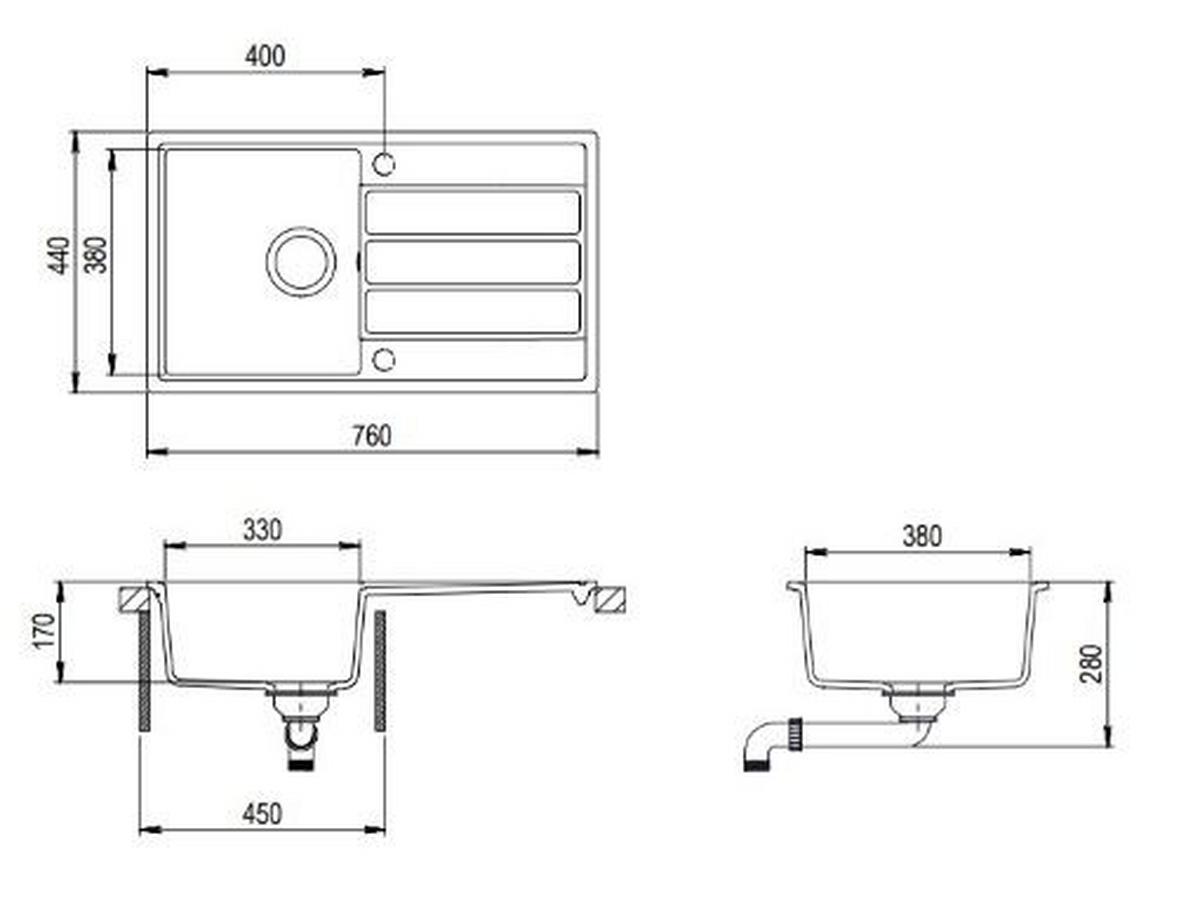Mosogatótálca, Gránit Evido Easy 45s - barna (76/17/44cm)