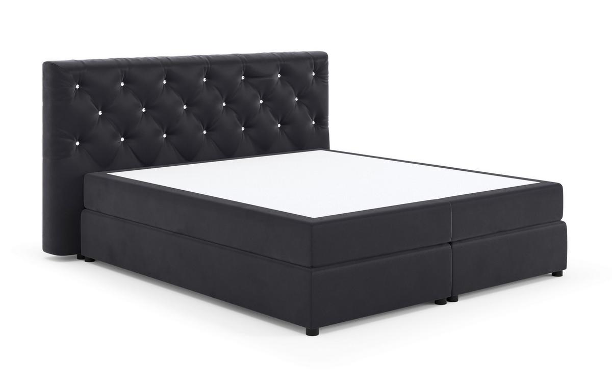 Boxspring-ágy Castle H4/h4, 180/200cm - fekete, faalapú anyag/textil (180/200cm) - Livetastic