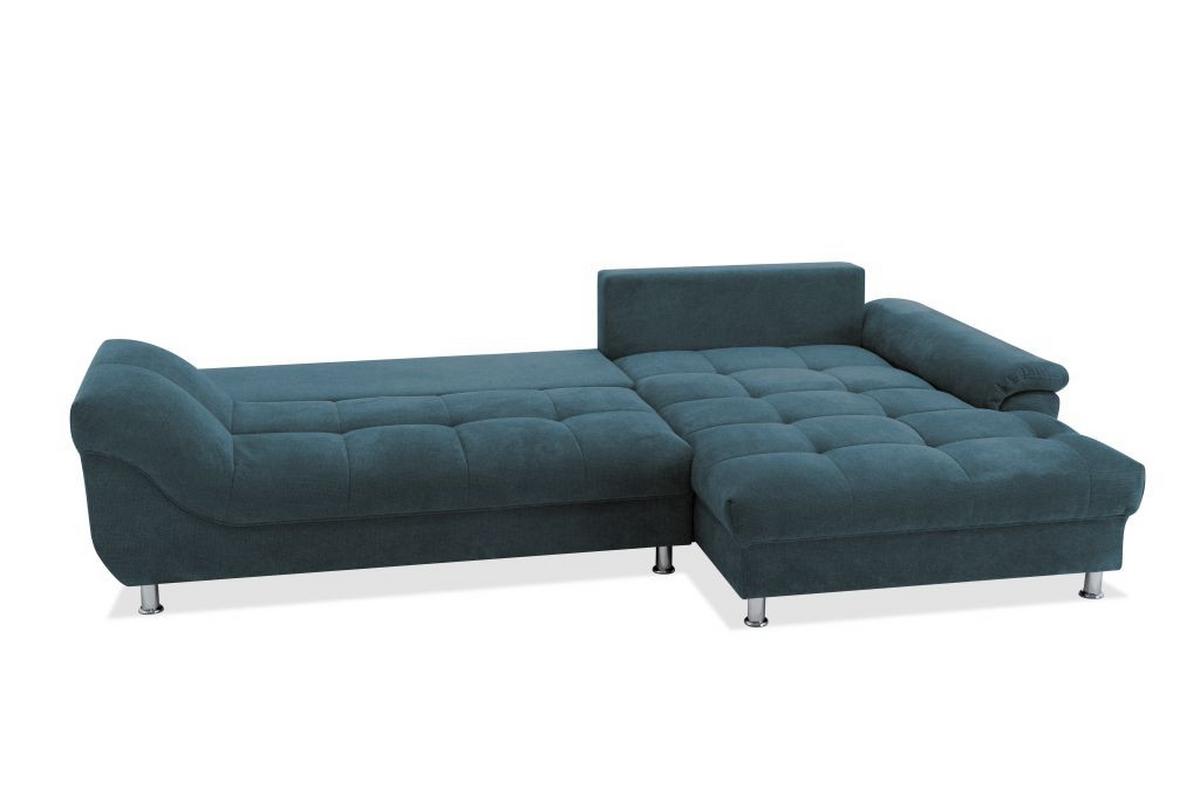 Rohová sedačka ERICE, pravá petrolejová - petrolejová/chrómová, Design, textil/plast (312/198cm)