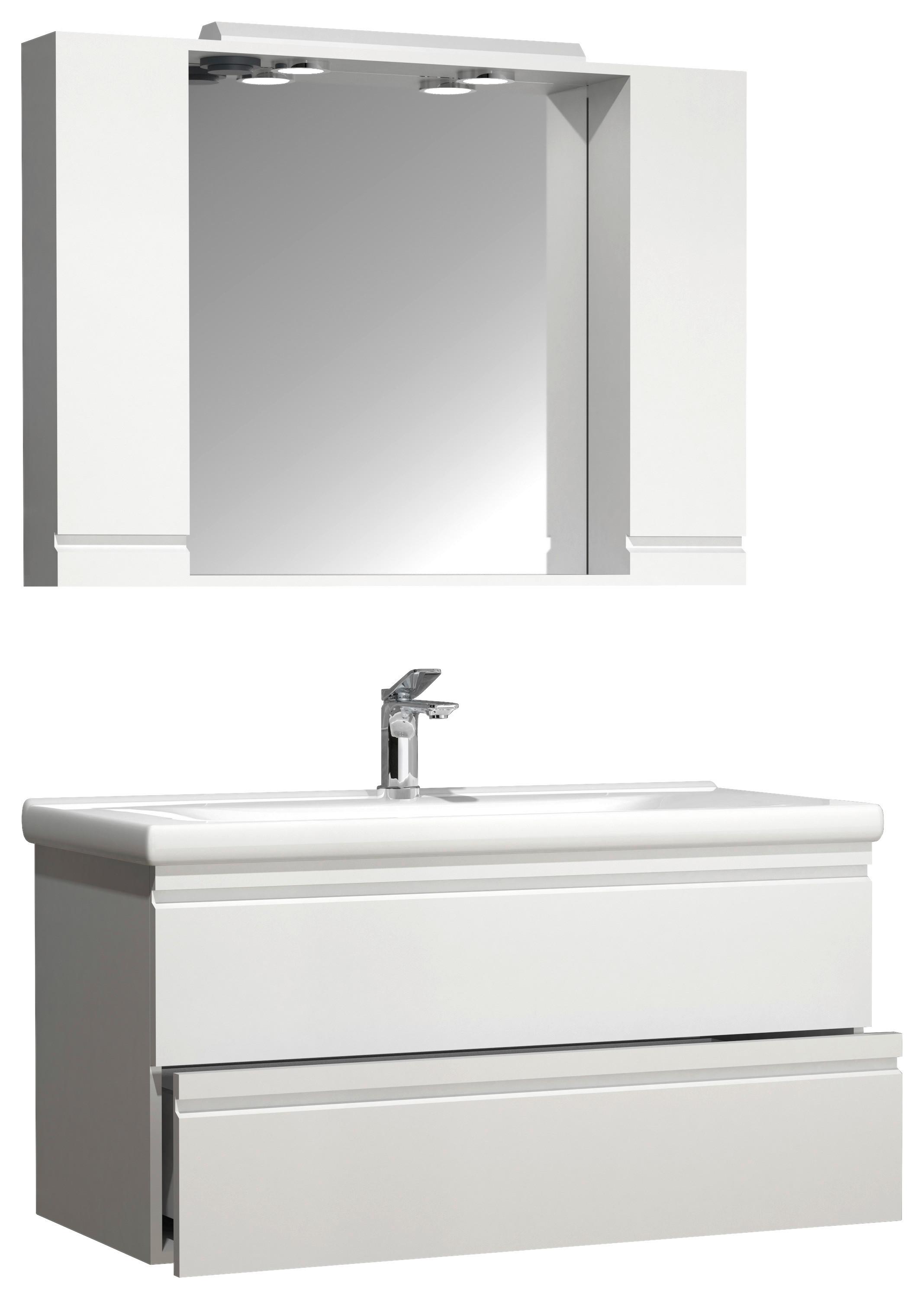 Badezimmer Silora XL - Weiß, MODERN, Glas/Keramik (100cm) - MID.YOU