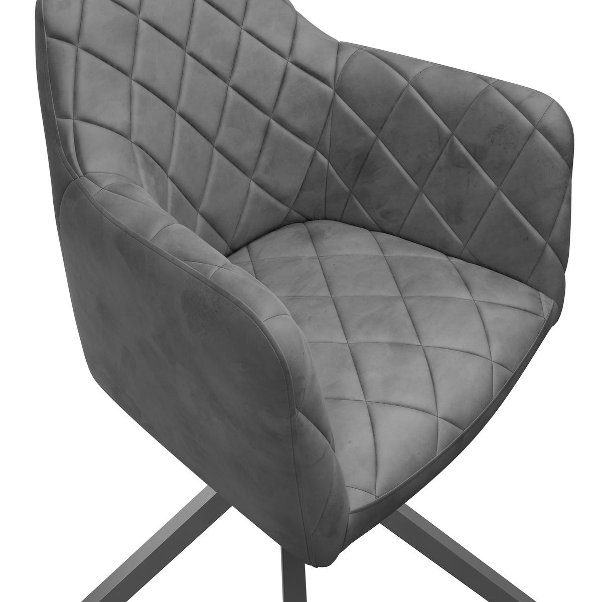 Stuhl Patti Hellgrau, Sitzfl. 360° Drehbar - Hellgrau/Schwarz, KONVENTIONELL, Textil/Metall (58/81/54cm)