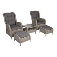 Gartensessel-set 5-tlg Valencia Kunststoff/textil - Silberfarben/Grau, Basics, Glas/Kunststoff - Gardenson