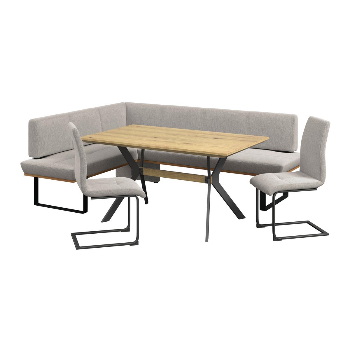 Eckbank Tristan Webstoff hellgrau, S:175x225cm - Hellgrau/Schwarz, MODERN, Holz/Textil (175/225cm) - James Wood