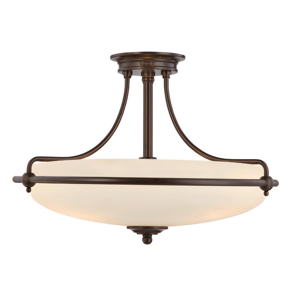 DECKENLEUCHTE QZ-GRIFFIN-SFM-PN - Dunkelbraun/Bronzefarben, Natur, Glas/Metall (53.3/35.6cm) - Elstead Lighting