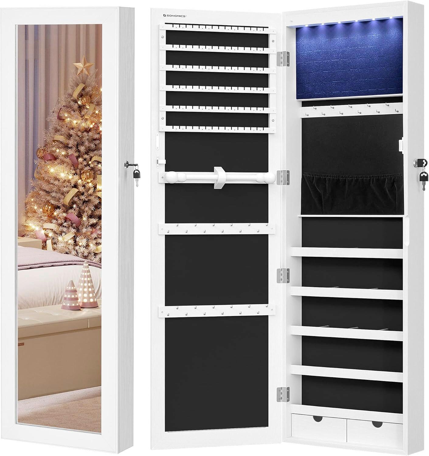 Schmuckschrank Weiß B: 37 Cm - Weiß, Basics, Holzwerkstoff/Metall (37/110/10cm)