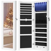 Schmuckschrank Weiß B: 37 cm - Weiß, Basics, Holzwerkstoff/Metall (37/110/10cm)