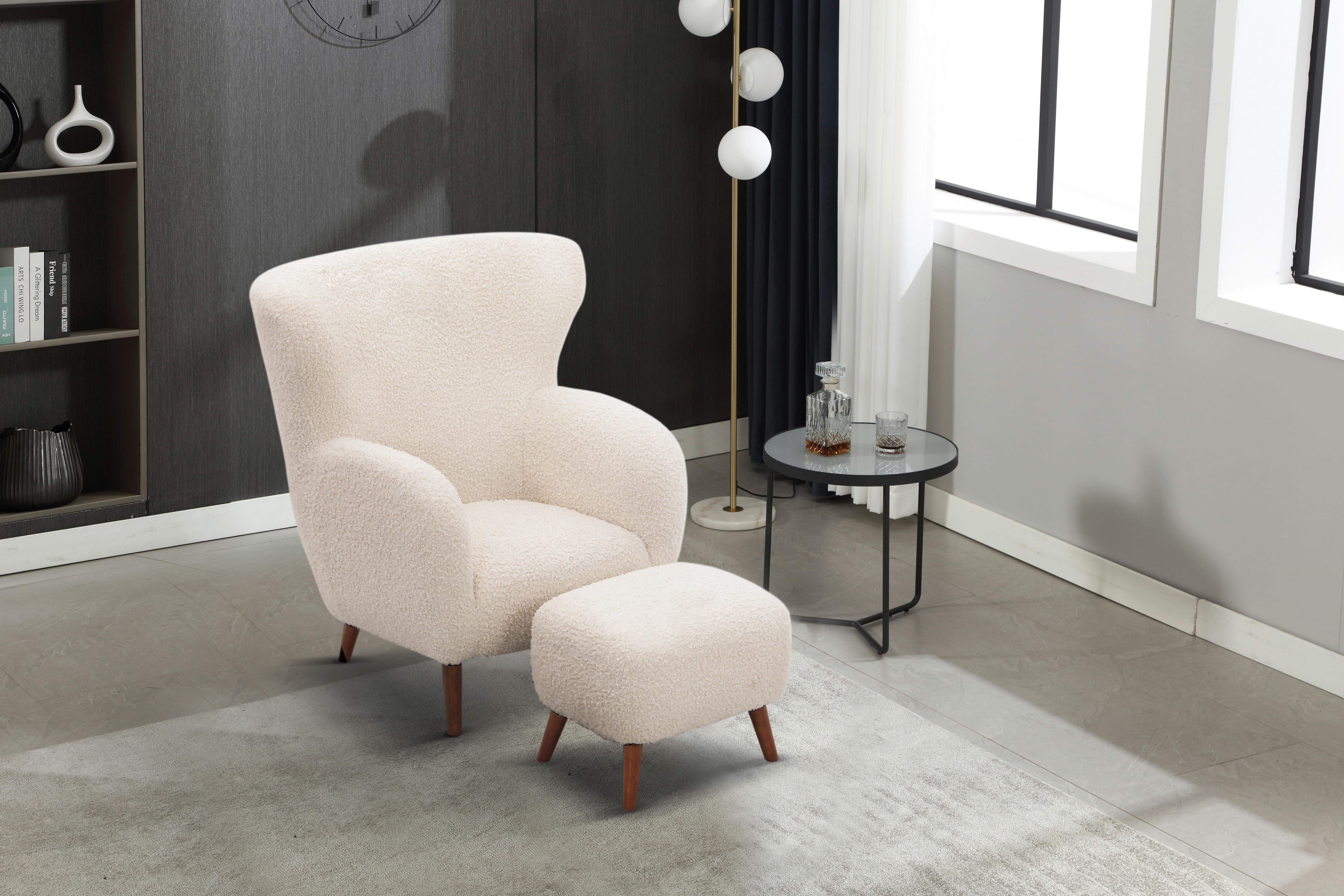 Sesselset Savoy Weiß B: 90 cm - Kastanienfarben/Weiß, Design, Holz/Textil (90/98/88cm) - Livetastic