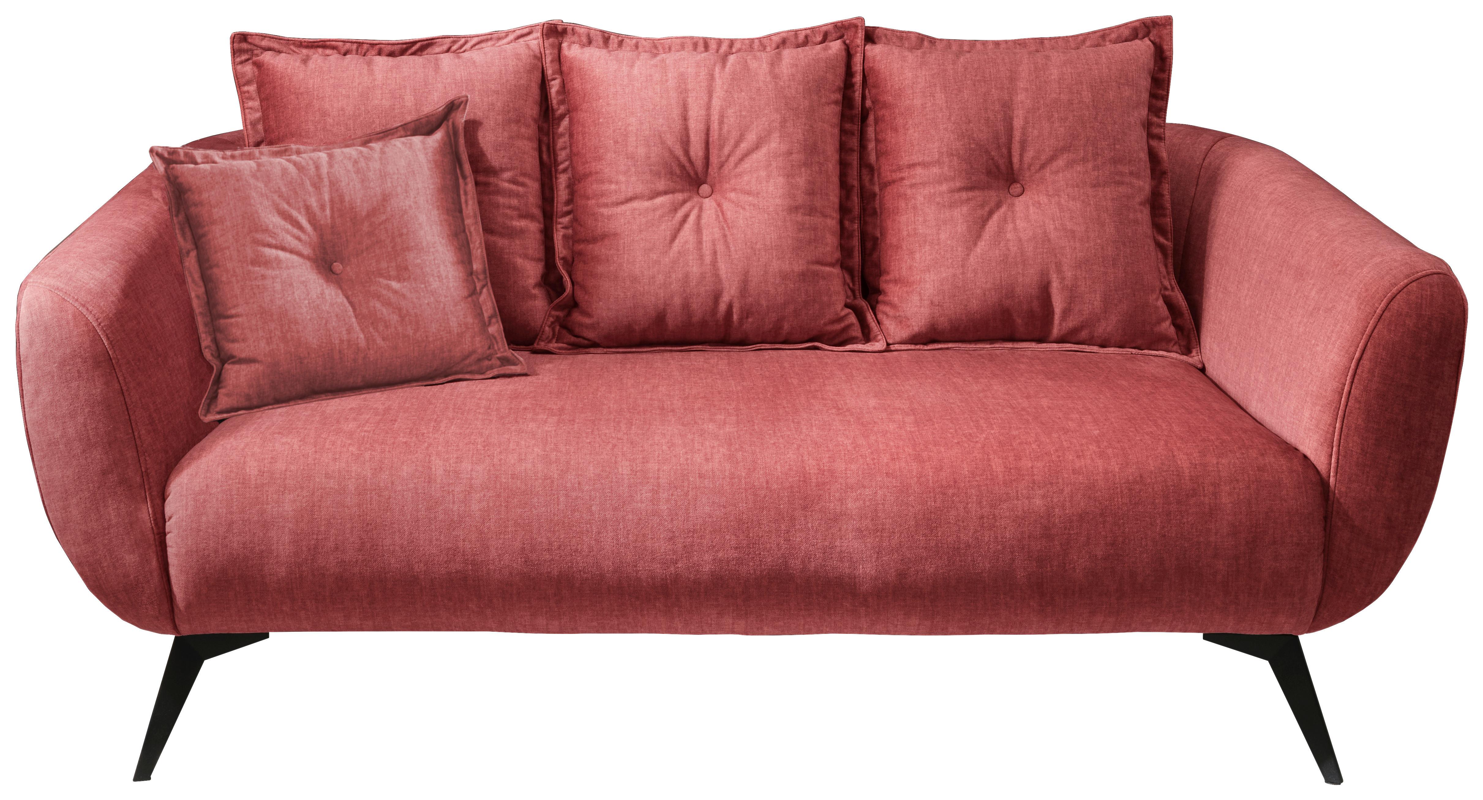 2,5-Sitzer-Sofa Baggio mit Kissen Koralle - Koralle/Schwarz, MODERN, Holz/Textil (196/94/103cm) - Livetastic