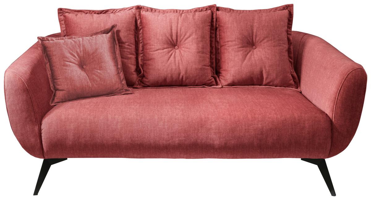 2,5-Sitzer-Sofa Baggio mit Kissen Koralle - Koralle/Schwarz, MODERN, Holz/Textil (196/94/103cm) - Livetastic