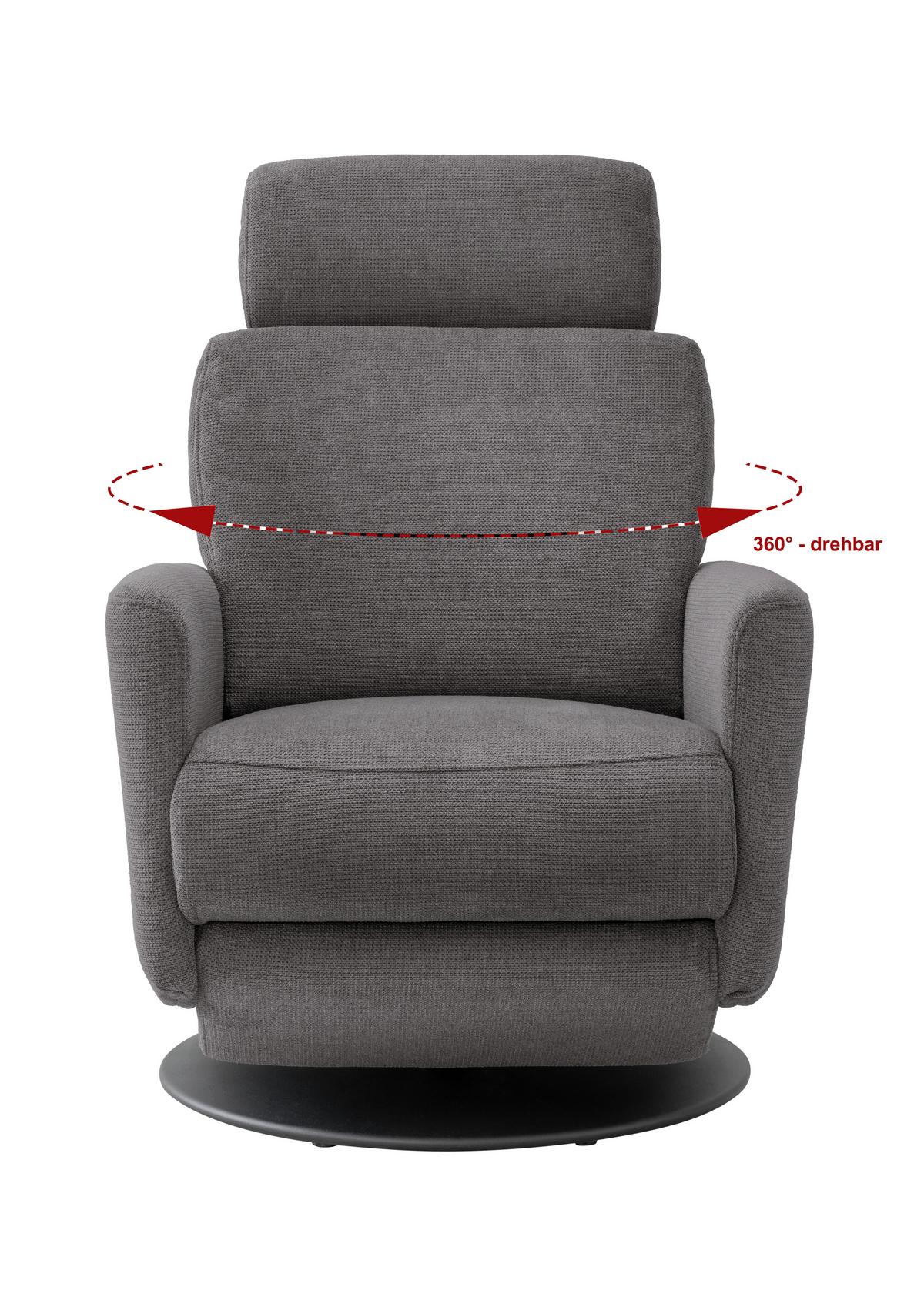 Relaxsessel Centrale T: 87-154 Cm, Greige - Greige/Schwarz, MODERN, Textil (77/105/87-154cm) - Livetastic