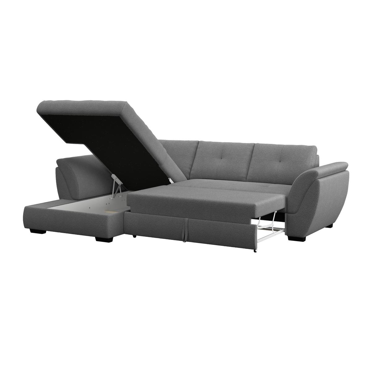 Rohová sedačka BERISSO, levá, antracitová tk. VINCI - černá/antracitová, Konvenční, textil/plast (187/278cm) - Ondega