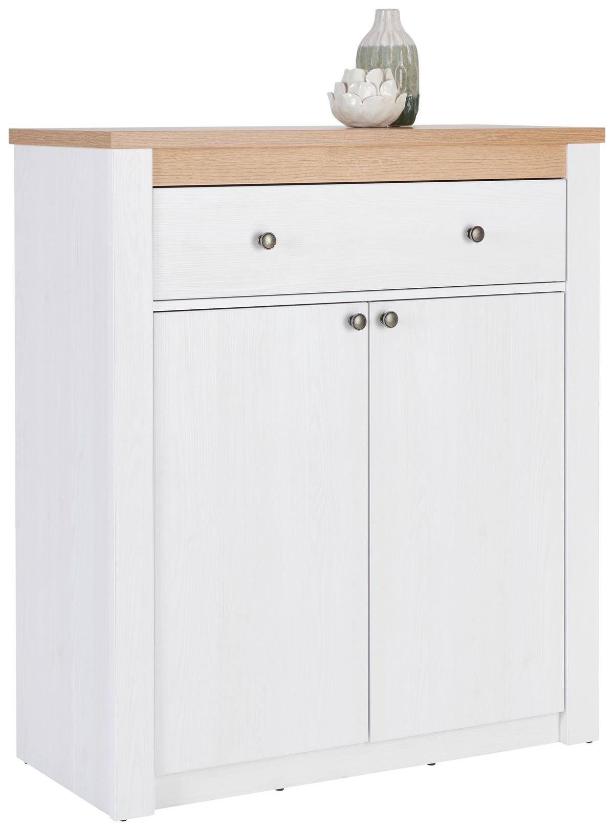 Schuhschrank Rovigio Weiß, Eiche-/Lärche Dekor B: 97 cm - Eichefarben/Lärchefarben, Basics, Holzwerkstoff (97/110,7/42,5cm) - Landscape