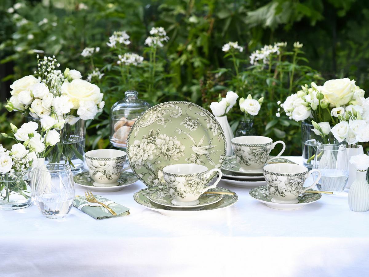 KAFFEESERVICE Grün, Weiß, 12--Teilig. - Weiß/Grün, Basics, Keramik - Creatable