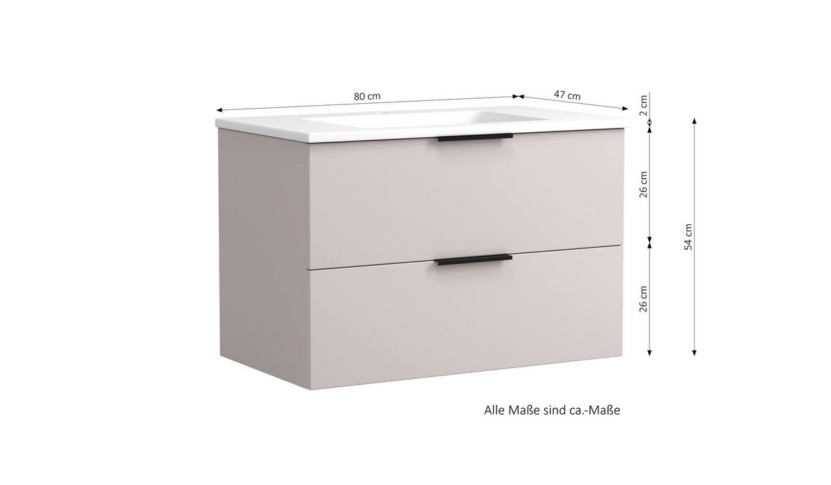 Waschtischkombi Sevilla Kaschmir, Weiß - Kaschmir/Weiß, MODERN, Keramik/Holzwerkstoff (80/54/47cm) - Held